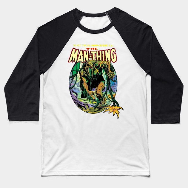 VINTAGE HORROR MAN-THING 1974 Baseball T-Shirt by AxLSTORE